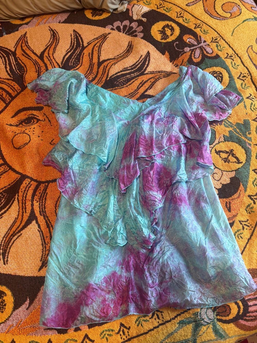 100% silk ruffled blouse